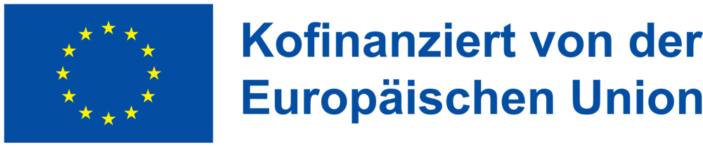 EU-Flagge mit dem Schriftzug: Kofinanziert von der Europäischen Union