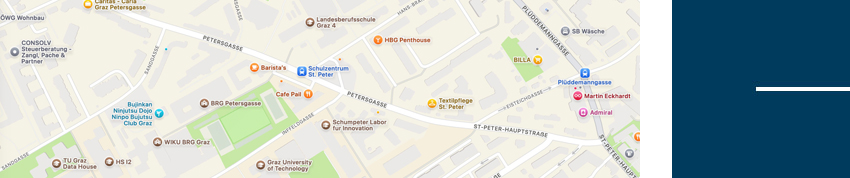 Stadtplanausschnitt mit der Umgebung der Schule